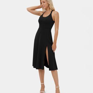 NWT - Halara Backless Cut Out Twisted Side Pocket Split Midi Casual Dress